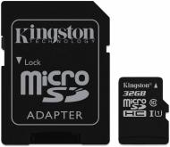 Карта памяти Kingston Class 10 UHS| 32GB microSDHC + SD adapter (SDC10G2/32GB)