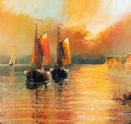 Репродукция Парусник в море 80x80 см RozenfeldArt RZF-313