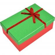 Коробка подарочная Красно-зеленая Блеск с бантом 23х16х9.5 см 1103375503