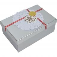 Коробка подарочная Серебряная Снежинка 21х14х8 см 1103334202