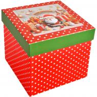 Коробка подарочная Красная в белый горошек "Merry Christmas" 13x13x13см 420324751