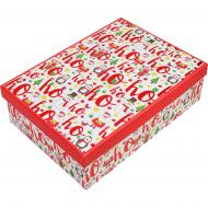 Коробка подарочная Бело-красная "Christmas Ho Ho Ho" 29x22x12.5см 1110250816