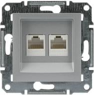 Розетка двойная компьютерная без заземления Schneider Electric Asfora RJ45 кат.5е UTP IP20 алюминий EPH4400161 Розетка двойная компьютерная без заземления Schneider Electric Asfora RJ45 кат.5е UTP IP20 алюминий EPH4400161
