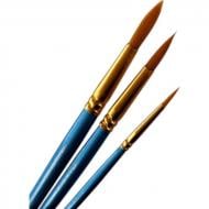 Набор профессиональных кисточек нейлоновых 3 шт. голубых с позолотой Brushme