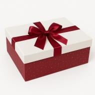 Коробка подарочная Бордово-белая с бантом 19x13x7,5см 1110265911