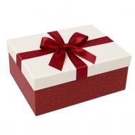 Коробка подарункова Бордово-біла з бантом 37,5x29x16см 11102659110