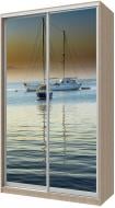 Шкаф-купе Сити24 Doros 1400x600x2400 мм голубой с рисунком двери стекло море