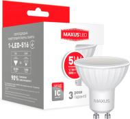 Лампа світлодіодна Maxus 5 Вт MR16 матова GU10 220 В 4100 К 1-LED-516