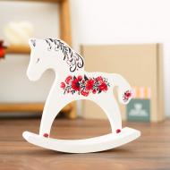 Статуэтка Wood Posters Лошадка-качалка деревянная Цветы, белая