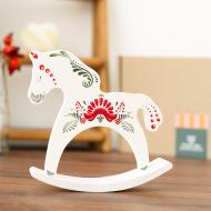 Статуэтка Wood Posters Лошадка-качалка деревянная Петриковка, белая