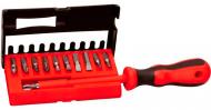 Викрутка зі змінними насадками MasterTool 25 мм 11 ел (SL 4; 5; 6; 7 PH1 / PH2 / PH3; PZ1 / PZ2; T15; T20) в кейсі 40-0041