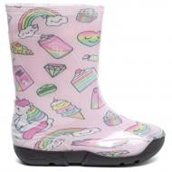Чоботи гумові для дівчаток Oldcom Cartoon Єдинороги розмір 33-34 рожевий