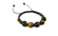 Браслет Fursa Fashion шамбала Тигровый, бычий, Соколиный глаз 12 мм 18 размер