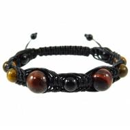 Браслет Fursa Fashion Арахна Тигровый глаз, Бычье воз + агат 16 размер