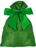 Мешок для подарков 21x27 см зеленый с бантом