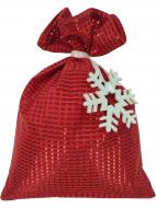 Мешок для подарков 21x27 см красный с декором