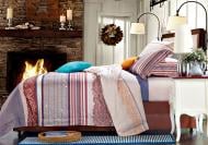 Комплект постельного белья Ontario S-009 2.0 евро белый с красным