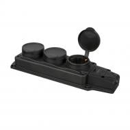 Колодка ERKA тройная 6003 загл 3х16 черная с заземлением 3 гн. без выключателя [019] Black 360105