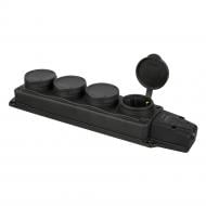 Колодка ERKA четверная 6004 загл 4x16 черная (каучук) с заземлением 4 гн. без выключателя [019] Black 360106