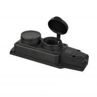 Колодка ERKA двойная 6002 загл 2x16 черная (каучук) с заземлением 2 гн. без выключателя 360104