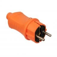 Вилка электрическая каучуковая прямая ERKA 4001-2 с заземлением 220В 16А IP44 каучук оранжевый