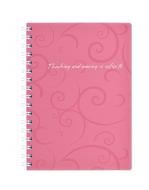Книга для нотаток на пружині Barocco А6 80 аркушів клітинка рожевий, пластикова обкладинка BM.2589-610 Buromax