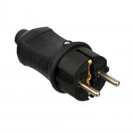 Вилка электрическая каучуковая прямая ERKA 4001 прямая, черная (каучук) с заземлением 220В 16А IP44 каучук