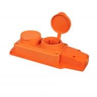 Колодка ERKA двойная 6002-2 загл 2x16 (каучук) с заземлением 2 гн. без выключателя 1025 Оранжевая 360104-2