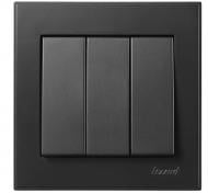 Выключатель трехклавишный трехклавишный Lezard Rain без подсветки антрацит 703-4288-109