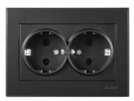 Розетка двойная с заземлением Lezard Rain антрацит 703-4242-127B