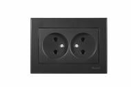 Розетка двойная без заземления Lezard Rain антрацит 703-4242-128B