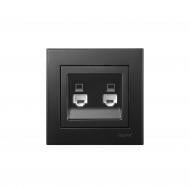 Розетка компьютерная двойная двойная Lezard Rain антрацит 703-4288-141