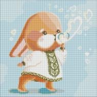 Алмазная мозаика Зайка в вышиванке 40х40см Идейка