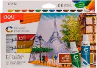 Фарба акрилова EC12-12 12 кольорів у тубах Color Emotions 12 мл Deli