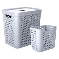 Кошик для білизни Алеана Simple з органайзером 35 л сірий