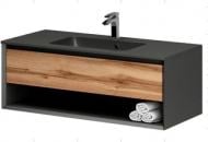 УЦЕНКА! Тумба подвесная Aquarius RIMINI 100 (полочка) Graphite под умывальником Vero (W) (УЦ №2531)