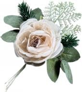 Веточка декоративная Пионовидная роза с хвоей Д.8 см в ассортименте SDBF18135