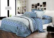 Комплект постельного белья Rhodes семейный голубой с рисунком