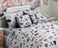 Комплект постільної білизни ранфорс Grey Owls підлітковий сірий із малюнком SoundSleep