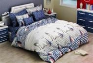 Комплект постельного белья ранфорс Blue Sail 1,5 синий с рисунком SoundSleep