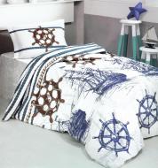 Комплект постельного белья бязь Vessel подростковый белый с рисунком SoundSleep