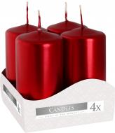 Набір свічок циліндричних 40/80-230 червоний металік 4 шт. Bispol