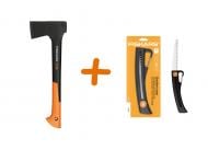 Набір садового інструменту Fiskars Сокира теслярська S Х10 та пила садова ручна Solid SW16 Набір садового інструменту Fiskars Сокира теслярська S Х10 та пила садова ручна Solid SW16
