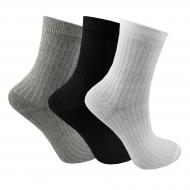 Набор носков унисекс Premier Socks высокие рубчик р. 16–18 черный / белый / серый