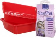 Набор Природа туалет глубокий с сеточкой Барсик и наполнитель бетонитовый Sani Pet лаванда 2,5 л