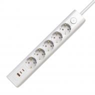 Подовжувач з вимикачем Electrum 2 Type-C + USB із заземленням 5 гн. білий 3 м C-ES-1991