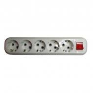 Колодка Electro House с заземлением 5 гн. с выключателем белый EH-2229