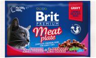 Корм Brit Premium Мясная тарелка в желе 4х100 г говядина, горох, индейка, курица 400 г