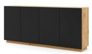 Комод BIM Furniture Aura 1980x890x410 мм дуб артізан/чорний матовий (AURA_KOM4D_DA) Комод BIM Furniture Aura 1980x890x410 мм дуб артізан/чорний матовий (AURA_KOM4D_DA)