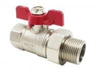 Кран с американкой ASCO Nickel PRO 1/2" PN40 красная бабочка